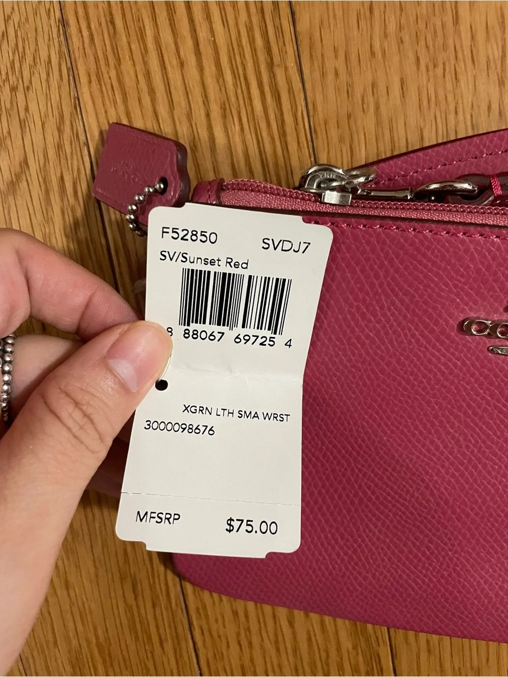 Coach Hot Pink Leather Wristlet with Strap